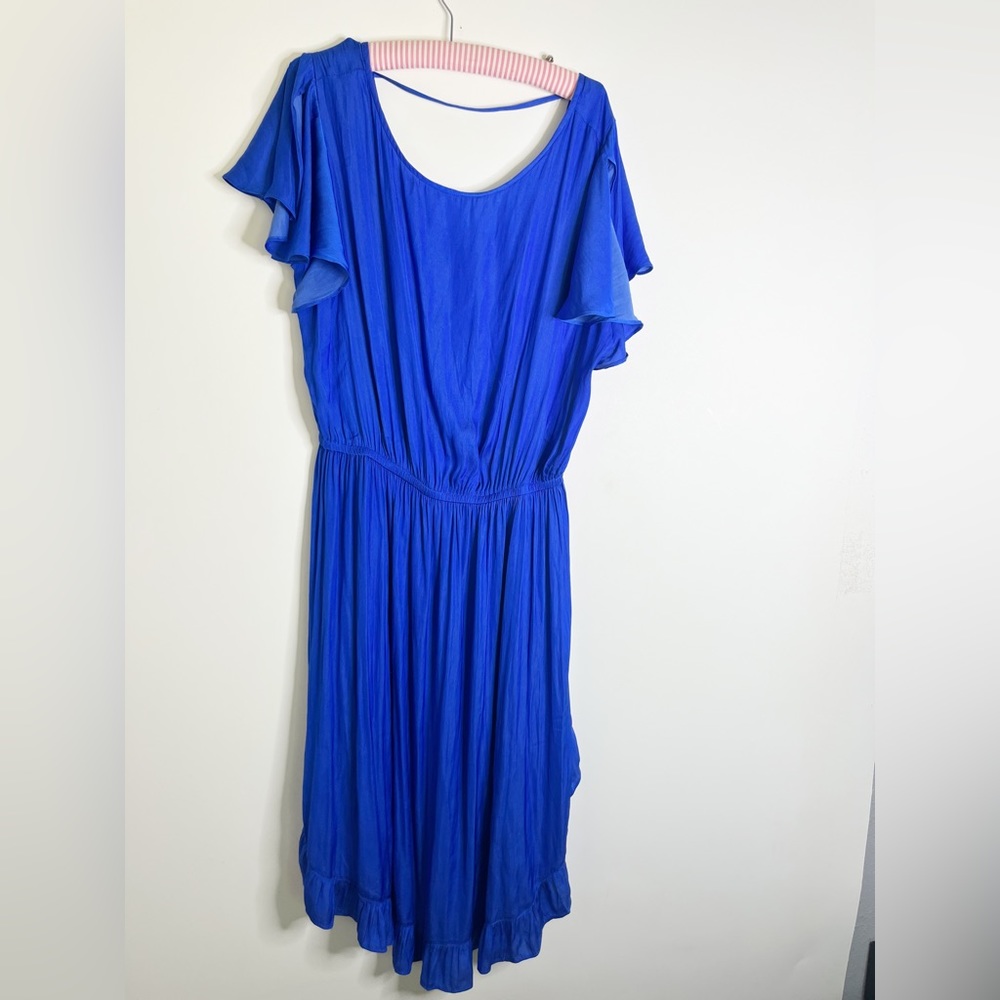 Loft Blue Midi Ruffle Dress - Picture 3 of 10